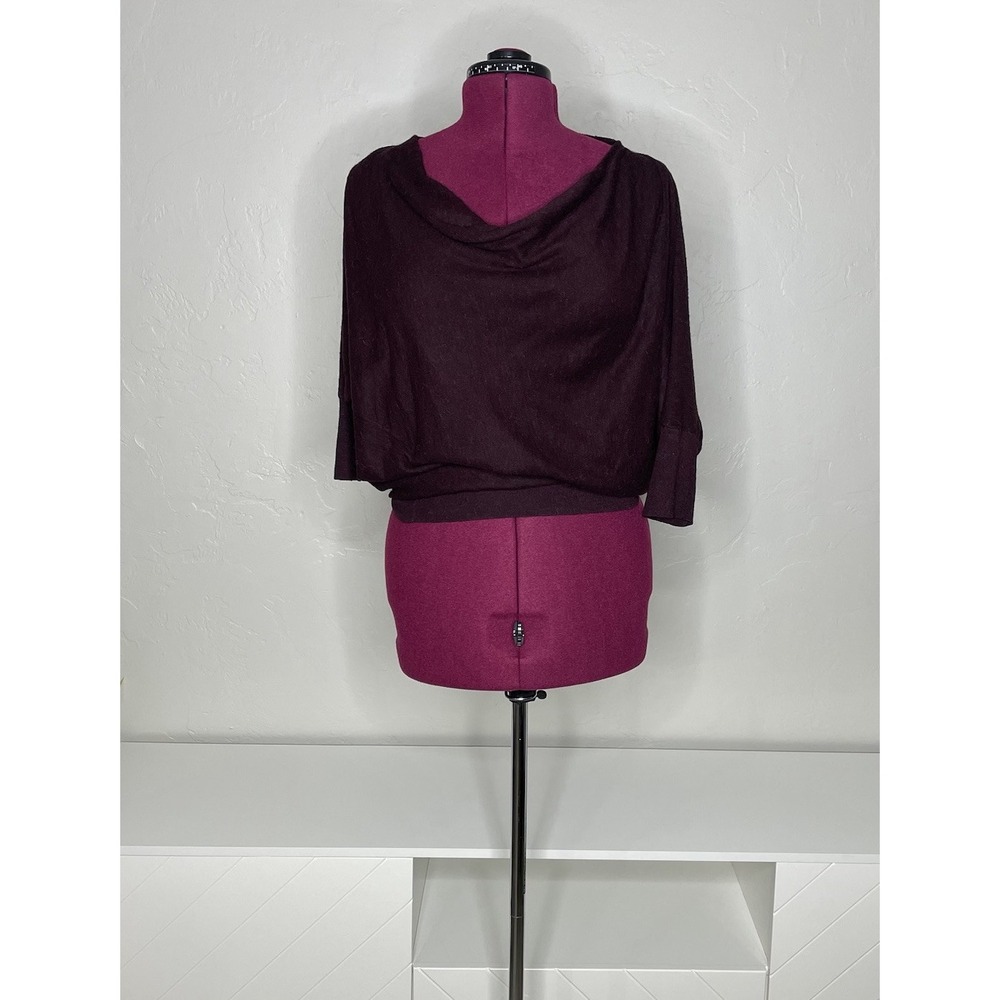 VINCE Sweater Top Women's XS Cowl Neck Silk Alpaca Solid Burgundy Relaxed Fit‎